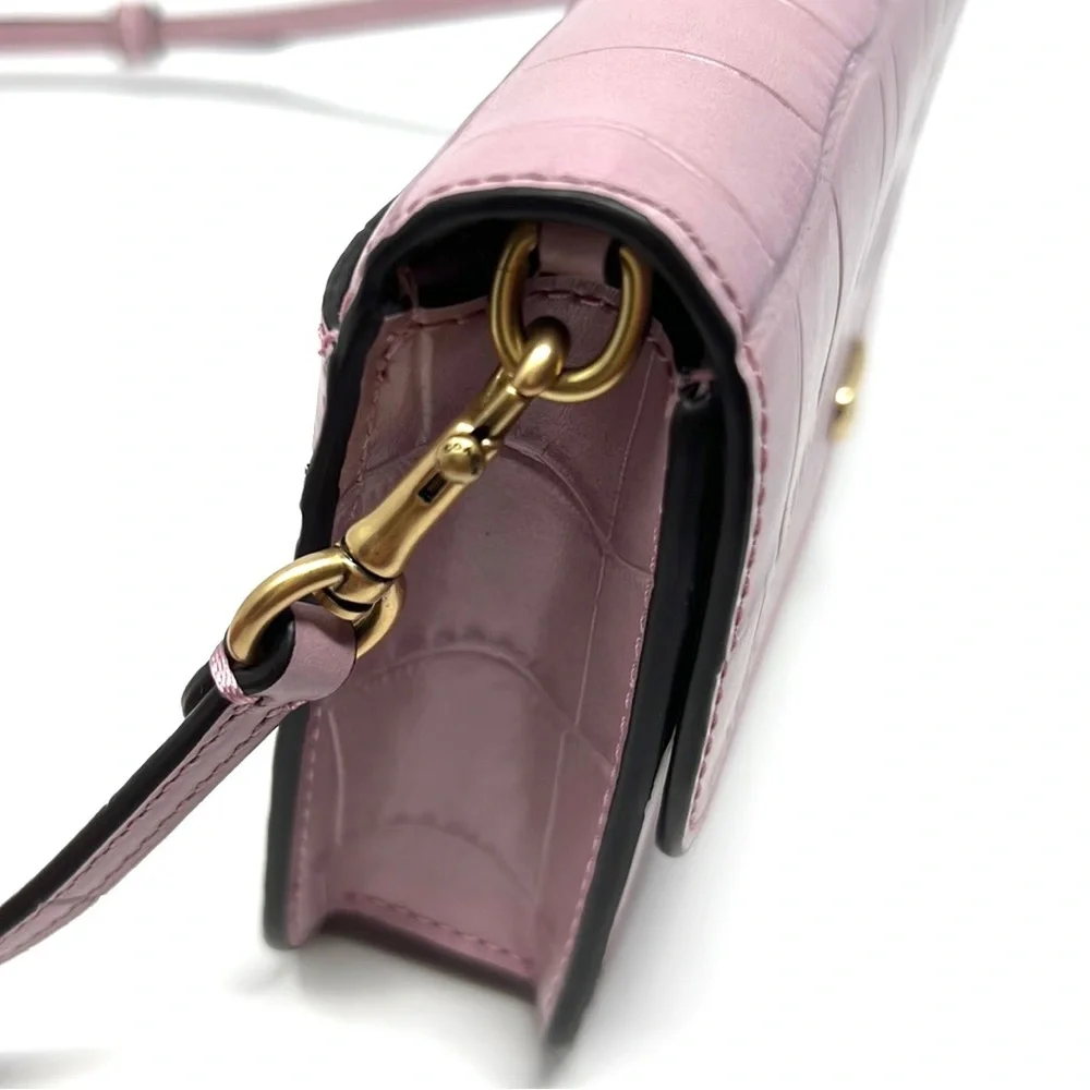 Coach Lilac Croc-Embossed Leather Crossbody Bag